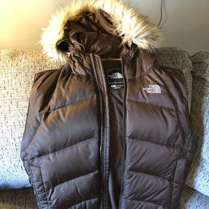 Woman’s medium Northface vest with fur hood